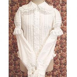 Amanda99 White Long Sleeves Lace Cotton Lolita Blouse
