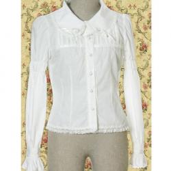 Amanda99 White Long Sleeves Lace Cotton Lolita Blouse