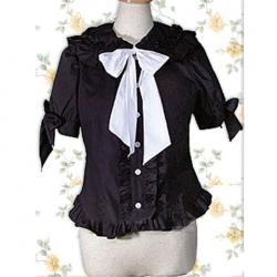 Amanda99 Black Short Sleeves Ruffle Lolita Blouse