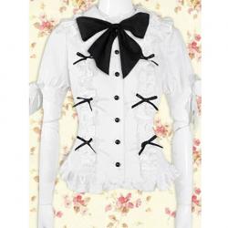 Amanda99 White Short Sleeves Bow Decoration Lolita Blouse