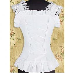 Amanda99 White Cotton Lace Ruffles Lolita Shirt