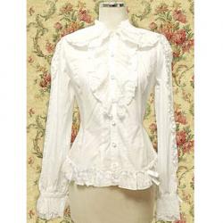 Amanda99 White Long Sleeves Ruffles Lolita Blouse