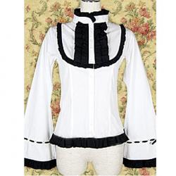 Amanda99 White Black Ruffle Lolita Blouse