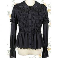 Amanda99 Black Shirred Lolita Blouse