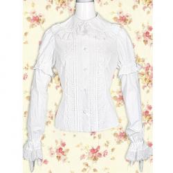 Amanda99 White Lace Trim Long Sleeves Lolita Blouse