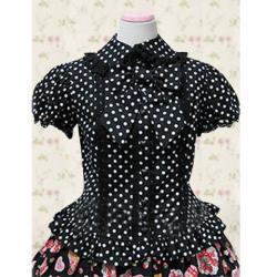 Amanda99 Black Polka Dot Lace Lolita Blouse