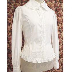 Amanda99 White Long Sleeves Ruffles Cotton Lolita Blouse