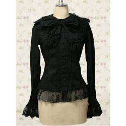 Amanda99 Black Lace Long Sleeves Lolita Cotton Blouse