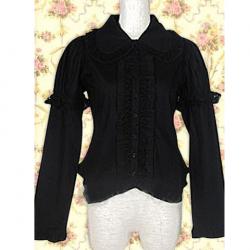 Amanda99 Black Long Sleeves Lolita Blouse With Ruffle Decoration