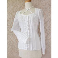 Amanda99 White Lace Long Sleeves Lolita Cotton Blouse