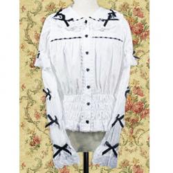Amanda99 White Ribbon Bow Long Sleeves Lolita Blouse
