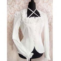 Amanda99 White Lace Long Sleeves Lolita Cotton Blouse