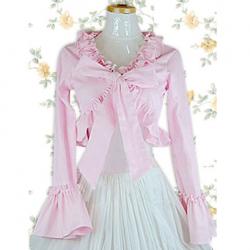 Amanda99 Pink Long Sleeves Ruffles Cotton Lolita Blouse
