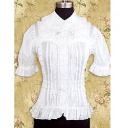 Amanda99 White Cotton Short Sleeves Lolita Shirt