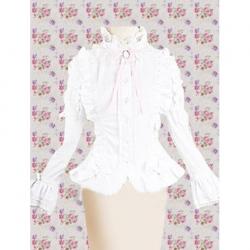 Amanda99 White Cotton Lace Bow Lolita Shirt