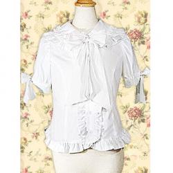 Amanda99 White Short Sleeves Ruffled Lolita Blouse