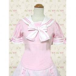 Amanda99 Pink Cravat Short Sleeves Lolita Blouse