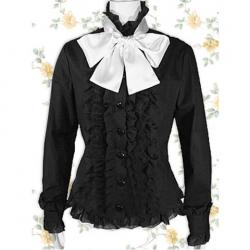 Amanda99 Black Lace Trim And Ruffle Decoration Lolita Blouse