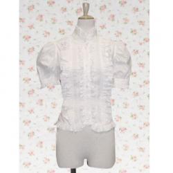 Amanda99 White Lace Short Sleeves Lolita Cotton Blouse