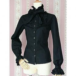 Amanda99 Black Long Sleeves Bow Cotton Lolita Blouse