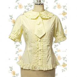 Amanda99 Yellow Short Sleeves Tie Cotton Lolita Blouse