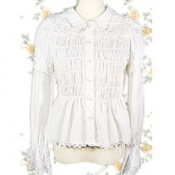 Amanda99 White Lace Shirred Lolita Blouse