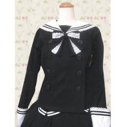 Amanda99 Black Double Breasted Long Sleeves Lolita Cotton Blouse