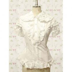 Amanda99 White Lace Short Sleeves Lolita Cotton Blouse