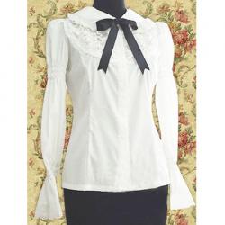 Amanda99 White Long Sleeves Cravat Cotton Lolita Blouse