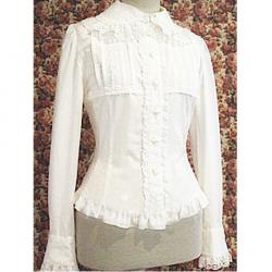 Amanda99 White Long Sleeves Lace Cotton Lolita Blouse