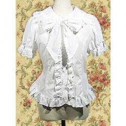 Amanda99 White Short Sleeves Bow Cravat Cotton Lolita Blouse