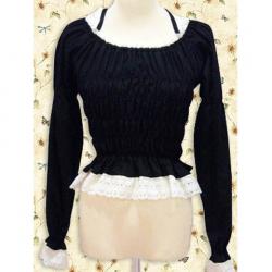 Amanda99 Black Lace Trim Lolita Shirt