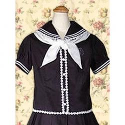 Amanda99 Black Sailor Bow Cotton Lolita Blouse