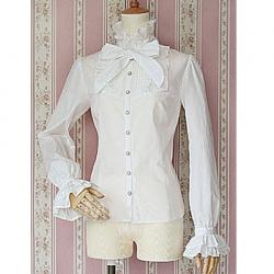 Amanda99 White Long Sleeves Bow Cotton Lolita Blouse