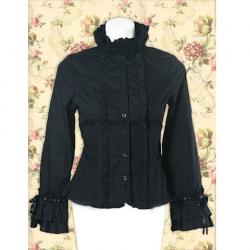 Amanda99 Black Ruffles Long Sleeves Cotton Lolita Blouse