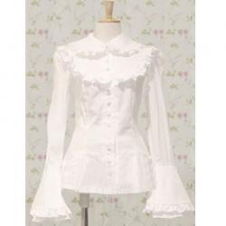 Amanda99 White Lace Long Sleeves Lolita Cotton Blouse