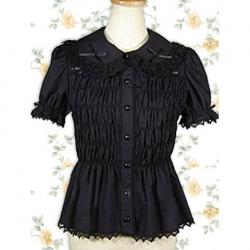 Amanda99 Black Short Sleeves Lace Decoration Lolita Blouse