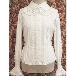 Amanda99 White Lace Long Sleeves Cotton Lolita Blouse