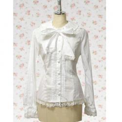 Amanda99 White Lace Long Sleeves Lolita Cotton Blouse