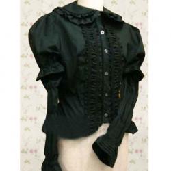 Amanda99 Black Lace Long Sleeves Lolita Cotton Blouse