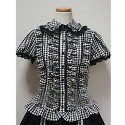 Amanda99 Grey Lace Short Sleeves Lolita Cotton Blouse