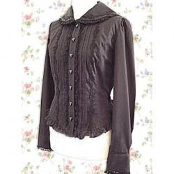 Amanda99 Black Long Sleeves Ruffles Cotton Lolita Blouse