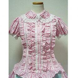 Amanda99 Pink Lace Short Sleeves Lolita Cotton Blous