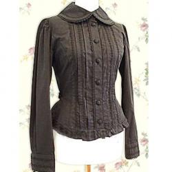 Amanda99 Black Long Sleeves Buttons Cotton Lolita Blouse