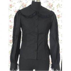 Amanda99 Black Long Sleeves Lace Cotton Lolita Blouse