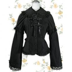 Amanda99 Black Lace Trim Bow Decoration Lolita Blouse