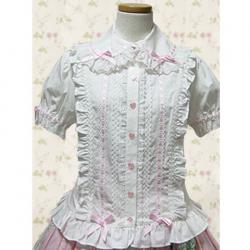 Amanda99 White Lace Short Sleeves Lolita Cotton Blouse