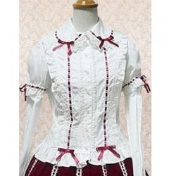 Amanda99 White Lace Long Sleeves Lolita Cotton Blouse