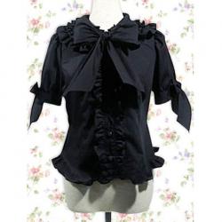 Amanda99 Black Short Sleeves Bow Lolita Blouse
