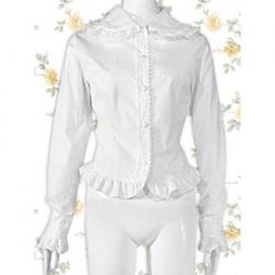 Amanda99 White Long Sleeves Lace Trim Lolita Blouse